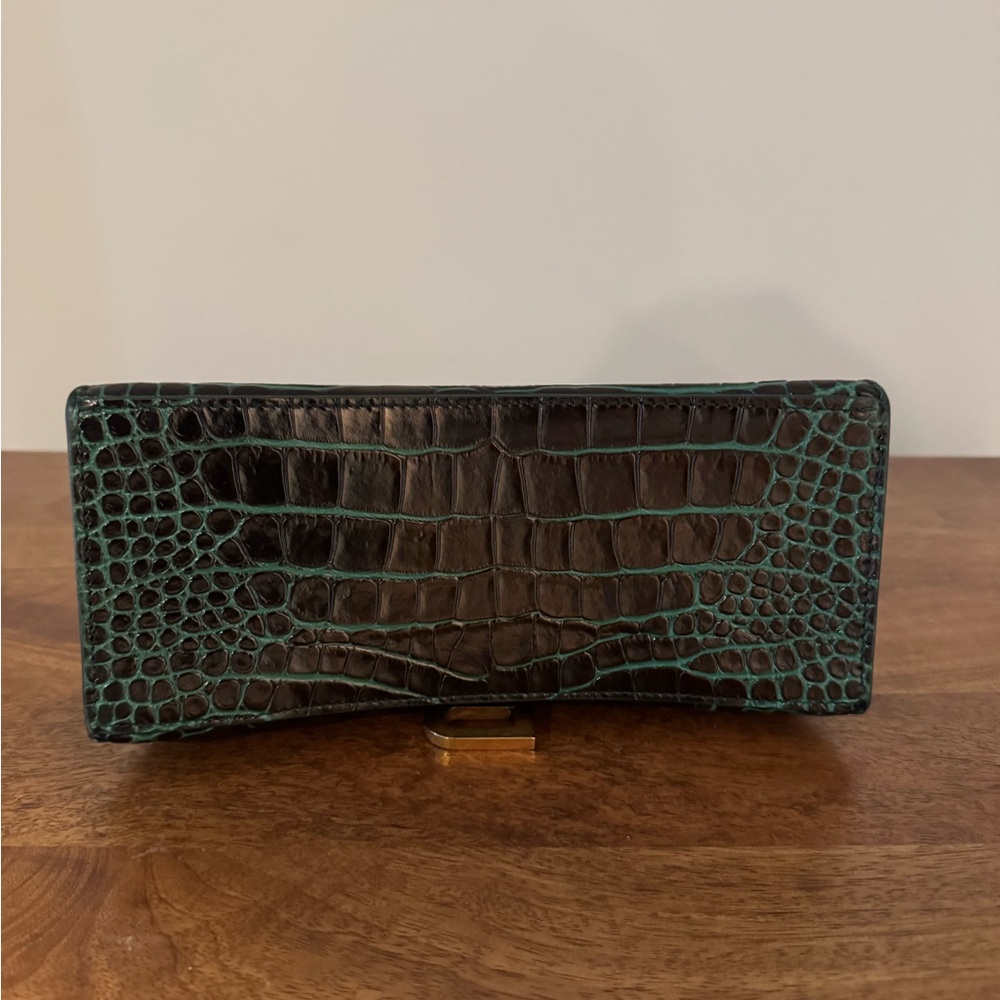Balenciaga Hourglass Green and Black Croc-Embossed Calfskin Leather Handbag (S) - Picture 8 of 8